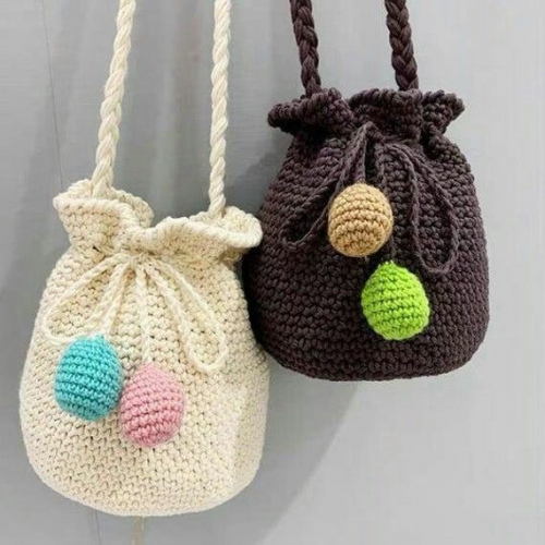 Made to order - Crochet drawstring handbags